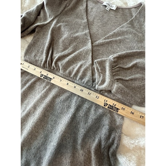 Womens Taupe Long Sleeve Dress Large Ruffled Accents Super Soft! - Picture 7 of 10